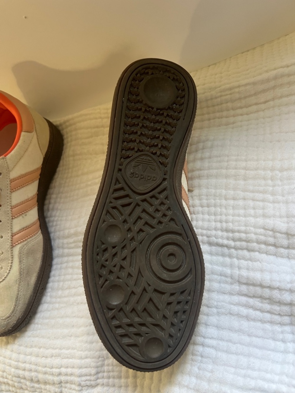 Adidas Handball Spezial Cream and Peach Suede Sneakers - Picture 3 of 7